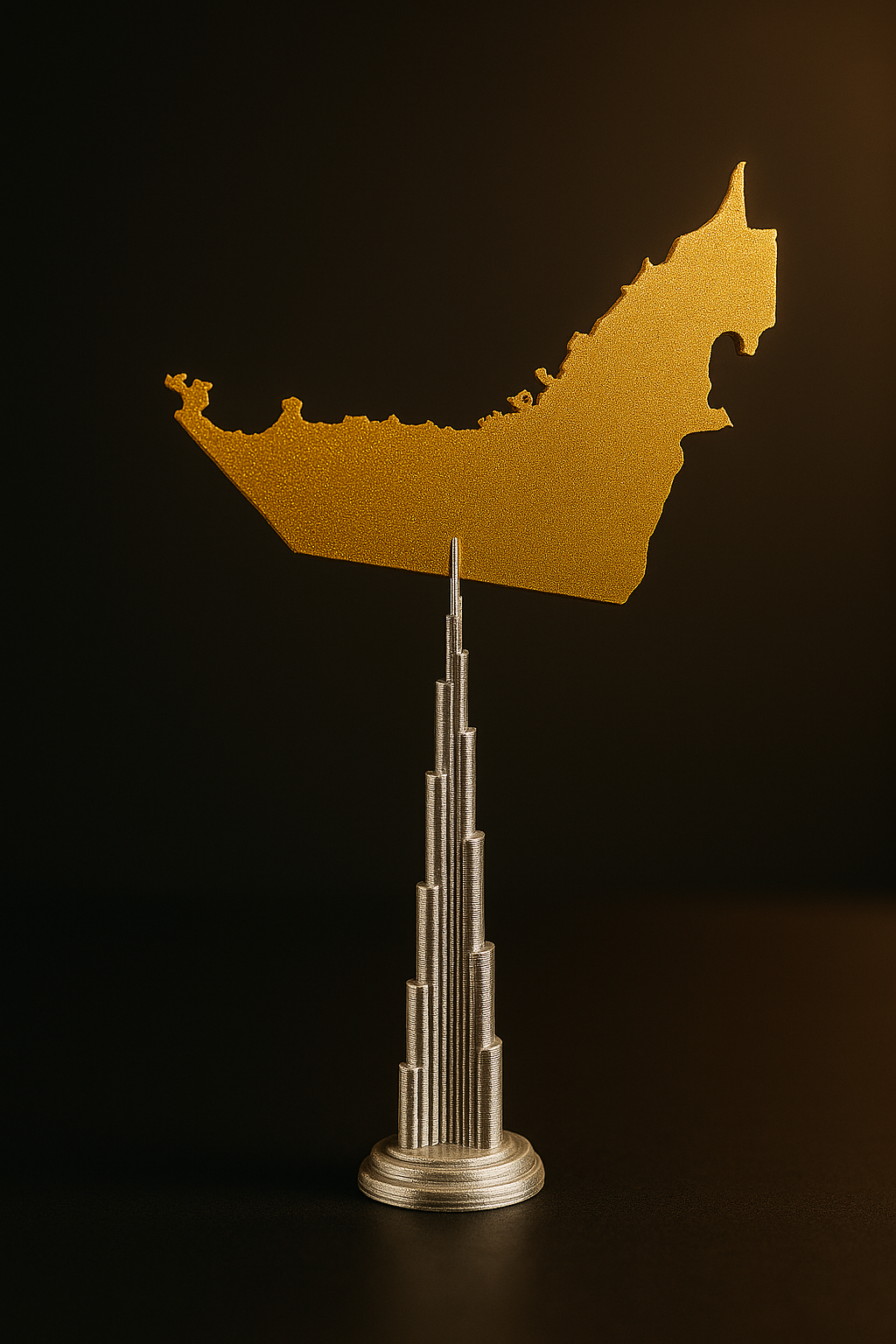 Burj Khalifa Stand with Golden UAE Map – Signature Edition