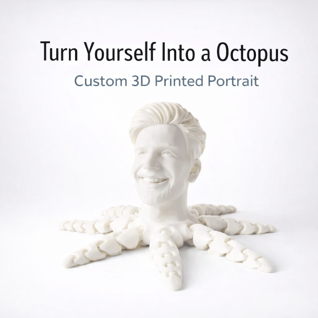 Custom 3D Printed Octopus Portrait – Turn Yourself Into an Octopus