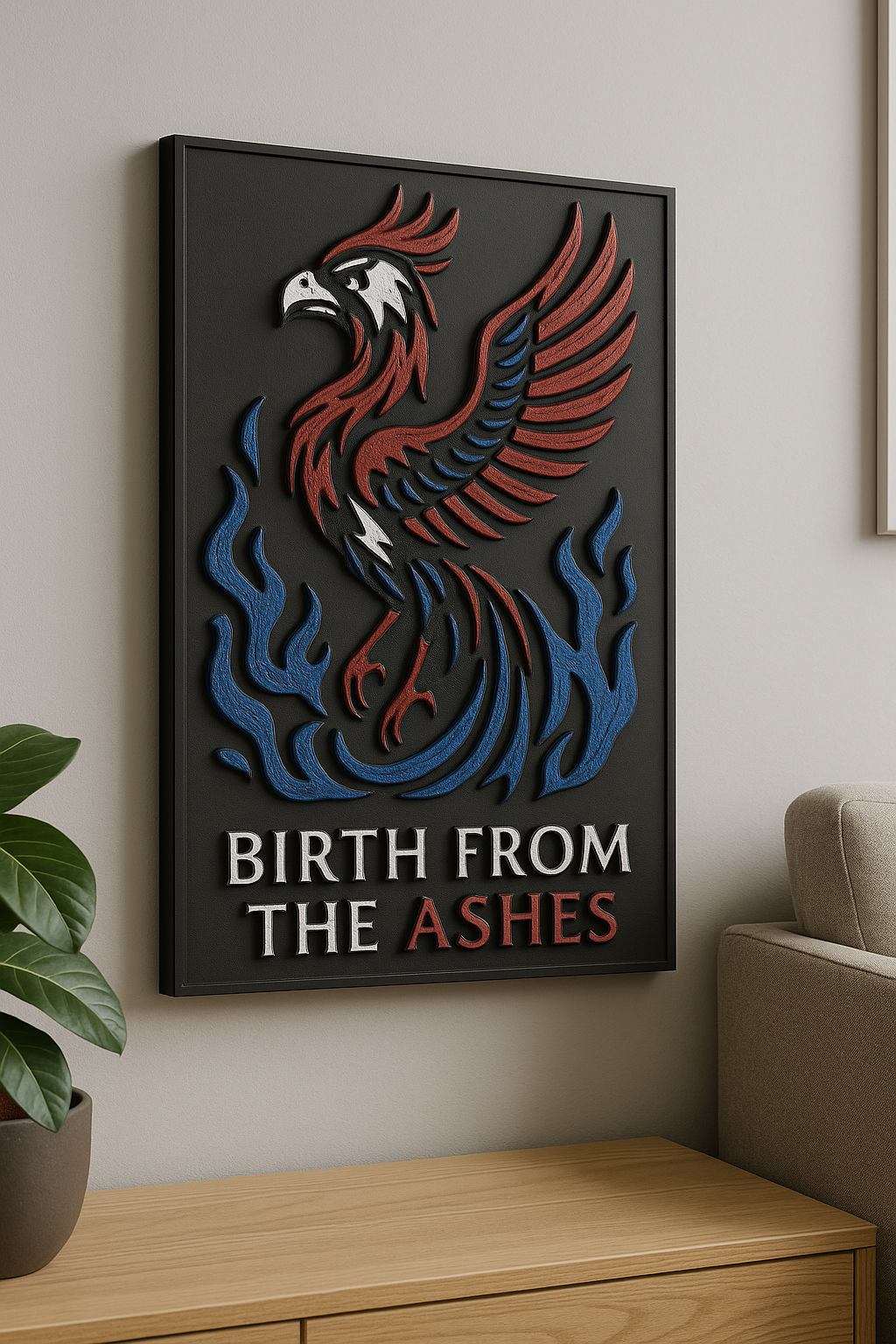 Birth From The Ashes – 3D Printed Phoenix Wall Art